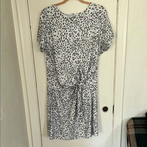 Leopard Print Midi Dress - Black and White